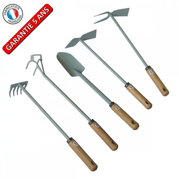 Lot outils extra-long - pack jardin manche long - 5 pièces - PERRIN