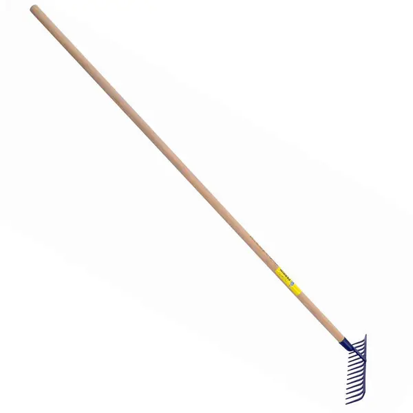 Râteau forgé 14 dents courbes manche bois 1,50 m, outil trempé haute résistance, jardin - PERRIN
