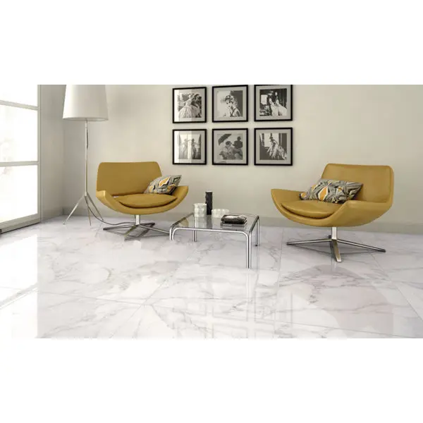 Carrelage de sol intérieur "Calacatto" blanc - l. 60 x L. 60 cm