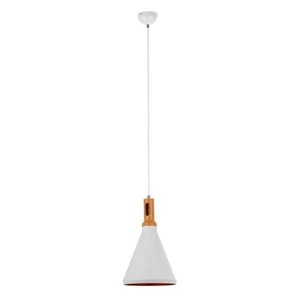 Suspension Blanc/Marron clair Selene conique, 1xE27 Max 60W , IP20, 230V AC, Classe I - Spot-Light