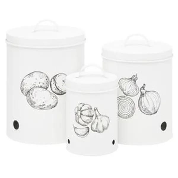Boîte de conservation pour ail en métal blanc