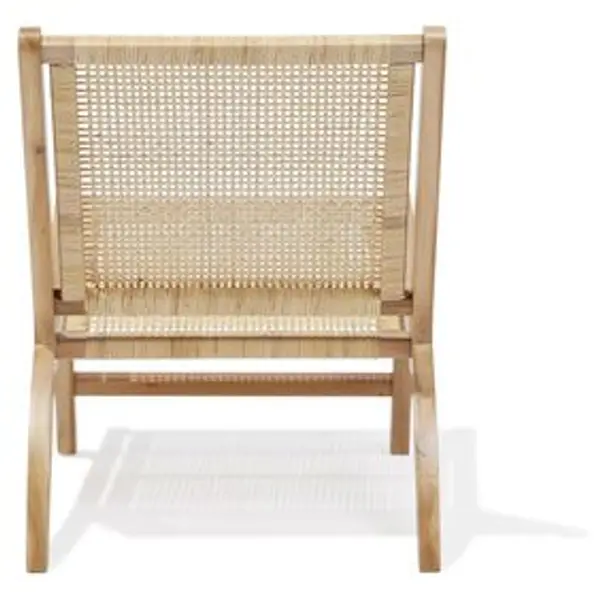 Fauteuil Nidam bois d'acajou et rotin naturel L54xP77xH71 cm