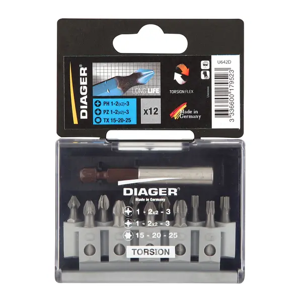 Coffret de 12 embouts torsion PZ-PH-PL - U642D