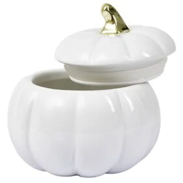 Bonbonnière porcelaine blanc Halloween forme citrouille Ø18cm