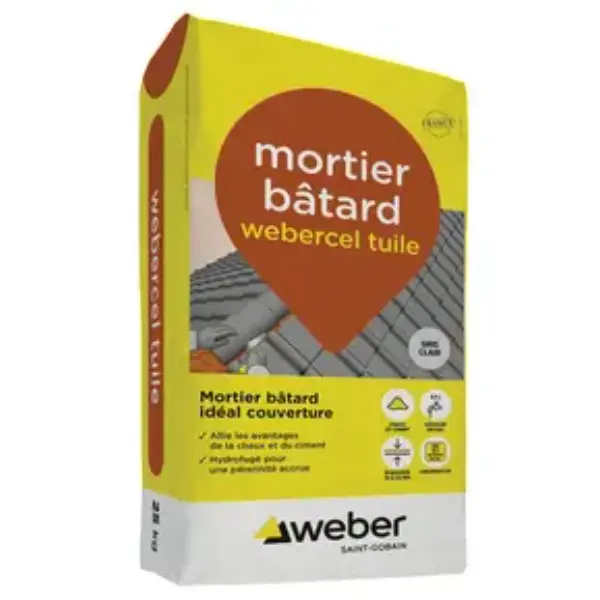 Mortier bâtard - Webercel Tuile - gris clair - sac de 25 kg