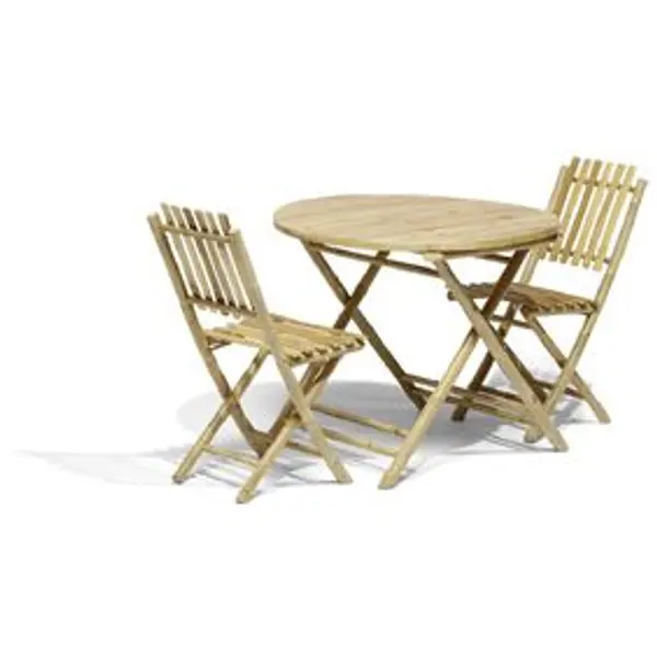 Table de jardin ronde en bambou Laos 2 personnes Ø90xH75 cm