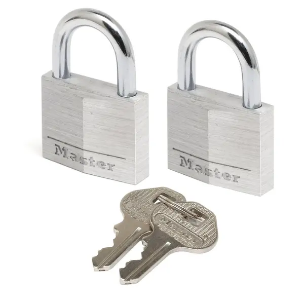 Lot de 2 cadenas à clé en aluminium, MASTER LOCK, l.30 mm - MASTER LOCK
