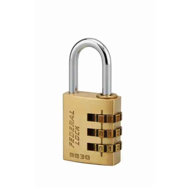 Cadenas à combinaison RB, laiton, 3 chiffres, intérieur, anse acier, 30mm - THIRARD