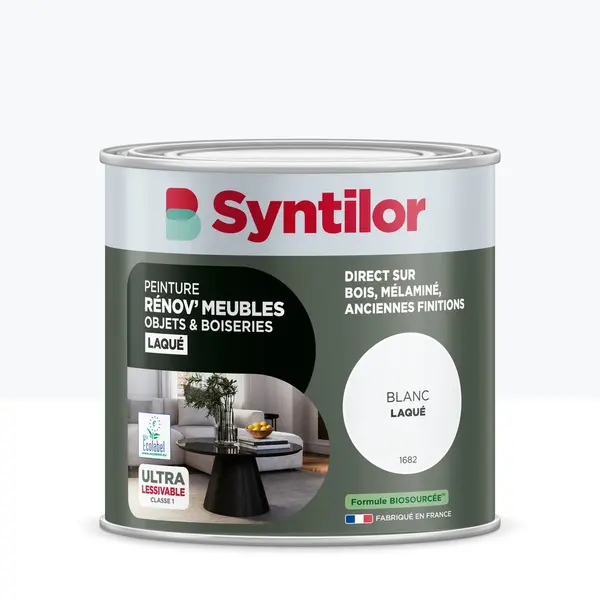 Peinture de rénovation meuble et objet SYNTILOR blanc laque 0,5L - SYNTILOR