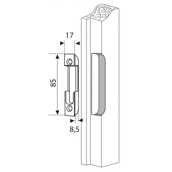 Gâche galet encastrable réversible pour porte d'entrée, 85x17x10mm, 0-00872-00-0-1 - FERCO by THIRARD