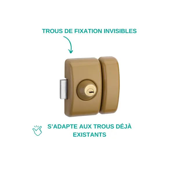 Verrou double entrée Universel pour porte d'entrée, cylindre 45mm, acier, 4 clés, epoxy bronze - THIRARD