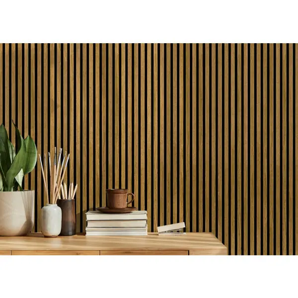 2 panneaux tasseaux acoustiques en MDF couleur chêne 2500X292X11 mm
