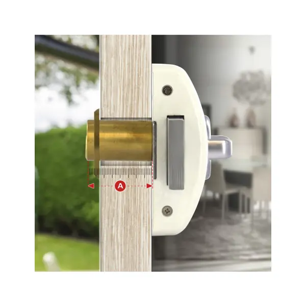 Verrou à bouton Design 5 pour porte d'entrée, cylindre 45mm, acier, 3 clés, blanc - THIRARD