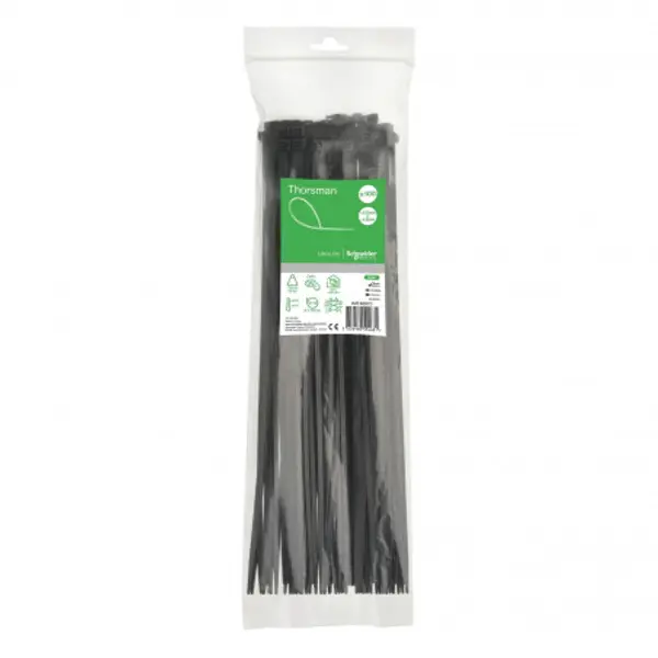 Schneider - Collier attache câble en polyamide 370x4,8mm - nylon - lot de 100 colliers serre-câbles noir