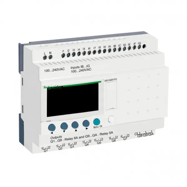 SR3B261FU Schneider - Automate Zelio Logic - relais intelligent 26 E/S extensibles - 100 à 240Vca - horloge + afficheur