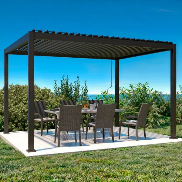 Pergola en aluminium anthracite - L. 391 x P. 301 x H. 250 cm.