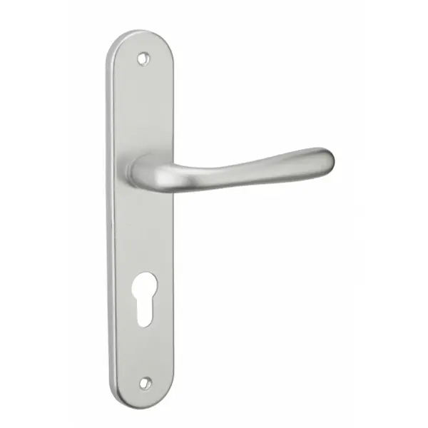 Ensemble de poignées pour porte d'entrée Pelope trou de cylindre, carré 7mm, entr'axes 195mm, argent - THIRARD