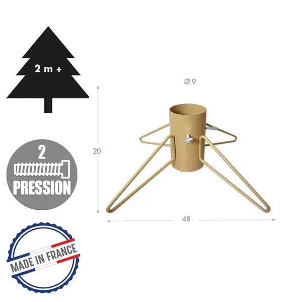 Pied de sapin - 4 pieds fer rond tube- 9 cm - or - Louis Moulin
