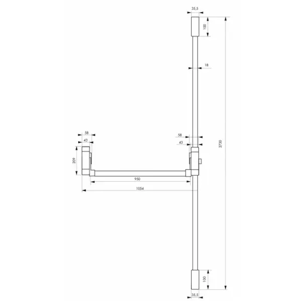 Serrure anti-panique U-Cross pour porte d'entrée 1150mm max, 2/3 pts haut et bas, réversible, noir - THIRARD