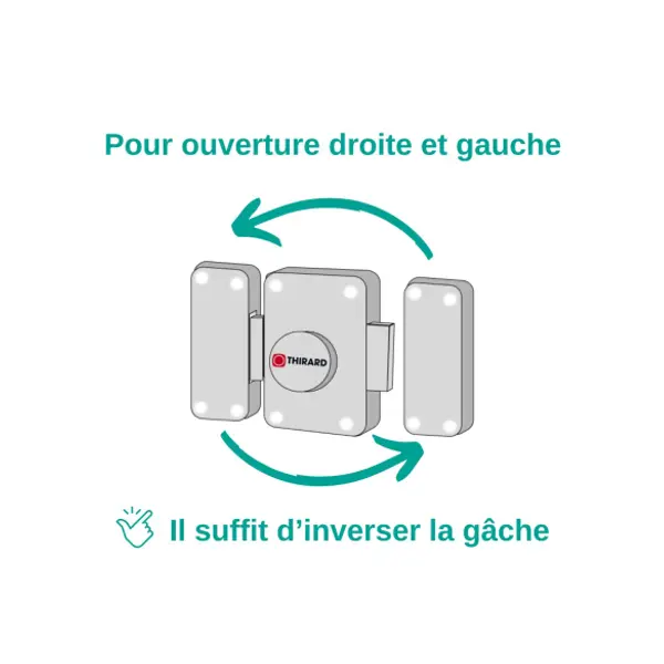 Verrou double entrée Universel pour porte d'entrée, cylindre 45mm, acier, 4 clés, epoxy bronze - THIRARD