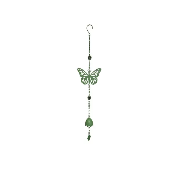 Carillon papillon vert pâle 17,5 x 6,5 x 92 cm - acier époxy - cloche décorative - Louis Moulin