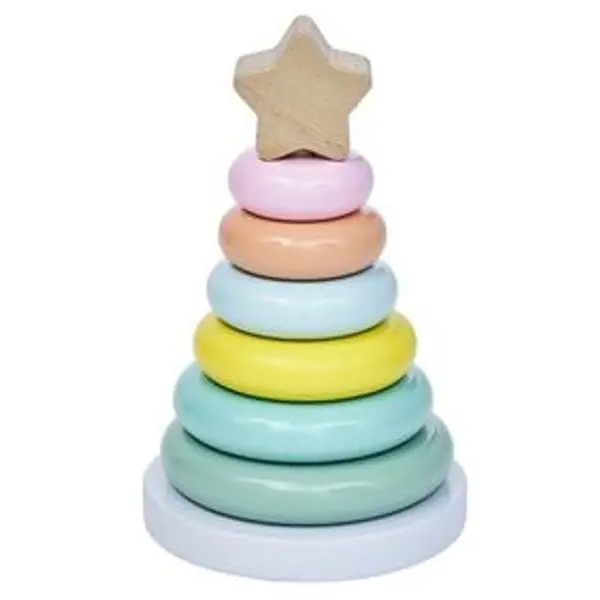 Tour empilable anneaux colorés en bois