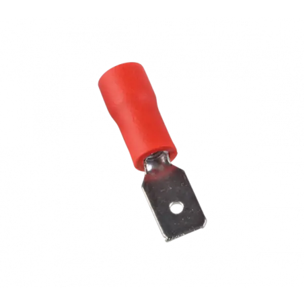 Lot 100x Cosse faston mâle isolée rouge - fils ou câble 0,5 à 1mm² - Cosse plate mâle 4,8x0,5mm à sertir