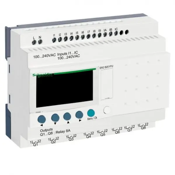 SR2B201FU Schneider - Automate Zelio Logic - relais intelligent 20E/S 100 à 240Vca - horloge + afficheur