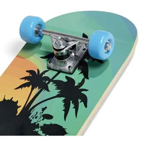 Skateboard 28 pouces coucher de soleil orange noir bleu