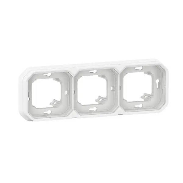 Support plaque encastré 3 postes montage horizontal/vertical Plexo blanc - 069698L