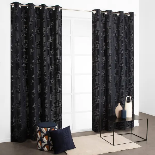 Rideau tamisant agueda 135x240cm bleu marine - JBY CREATION