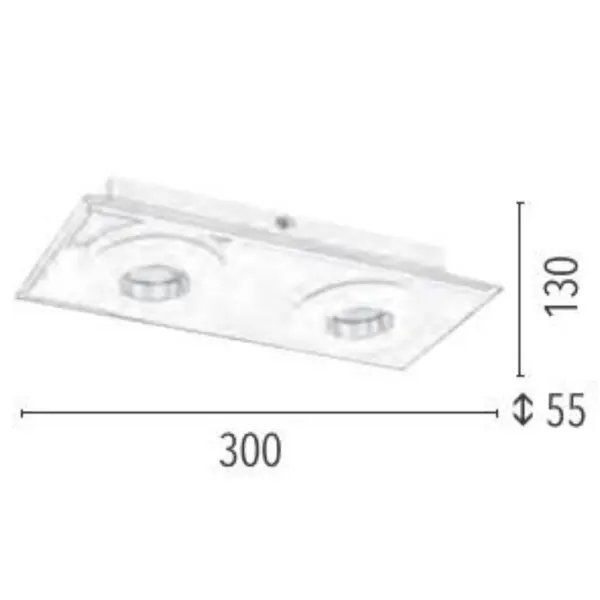 Plafonnier Chrome Vito, LED Inclue 2x 6W , IP20, 230V AC, Classe I - Spot-Light