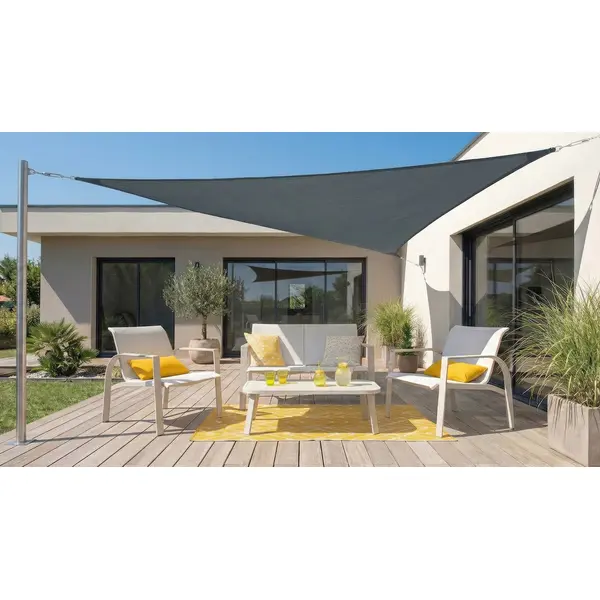 Voile d’ombrage triangulaire - Austral - 3,60 x 3,60 m - polyéthylène ardoise protection UV 90 % - Jardiline