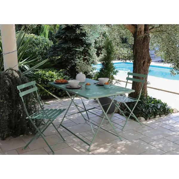 Lot de 2 Chaise Cuba pliantes Acier/Lattes - Amande - PROLOISIRS