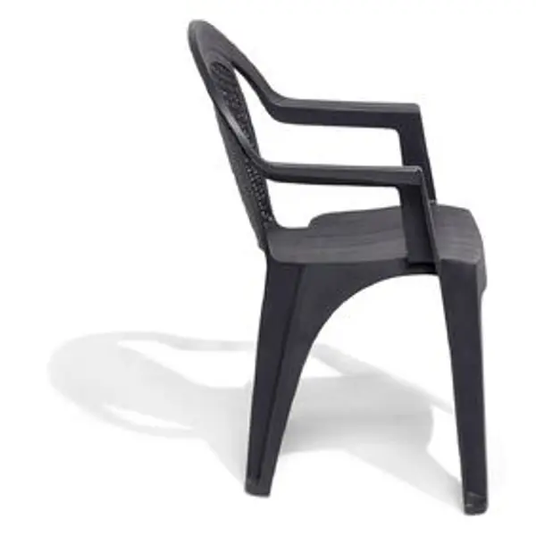 Fauteuil de jardin monobloc Viva plastique dossier tressé gris 53xP56xH80cm