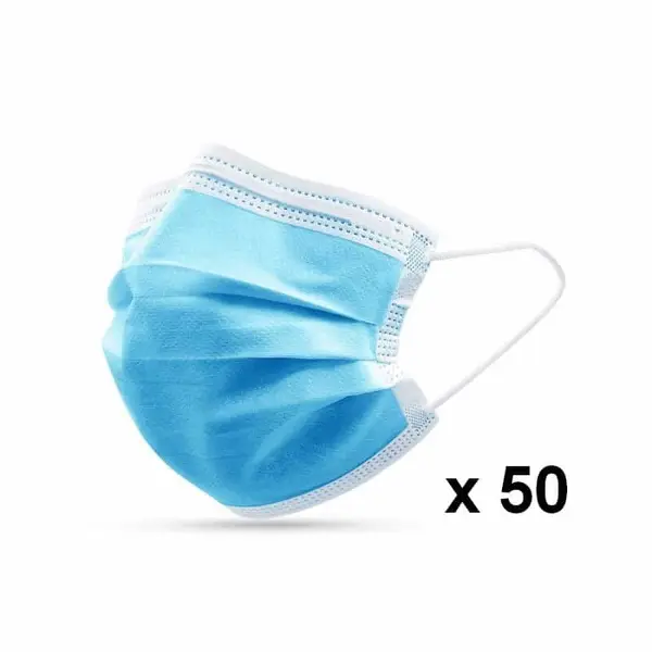 50 masques respiratoires type chirurgical 3 plis