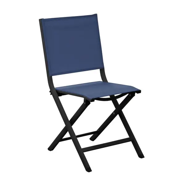 Lot De 2 Chaises Thema Pliantes - Graphite/Bleu - PROLOISIRS