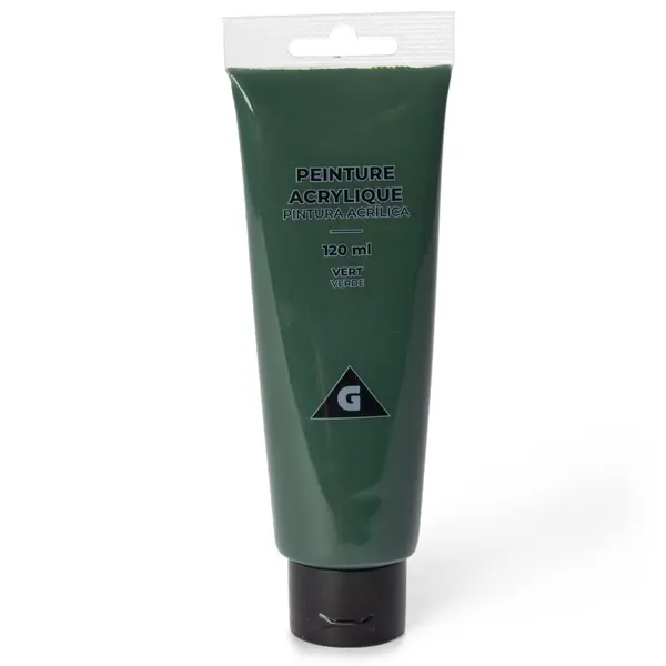 Tube peinture acrylique 120ml vert foncé