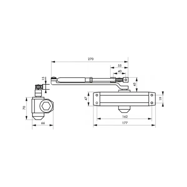 Ferme-porte automatique hydraulique force 3, argent - THIRARD