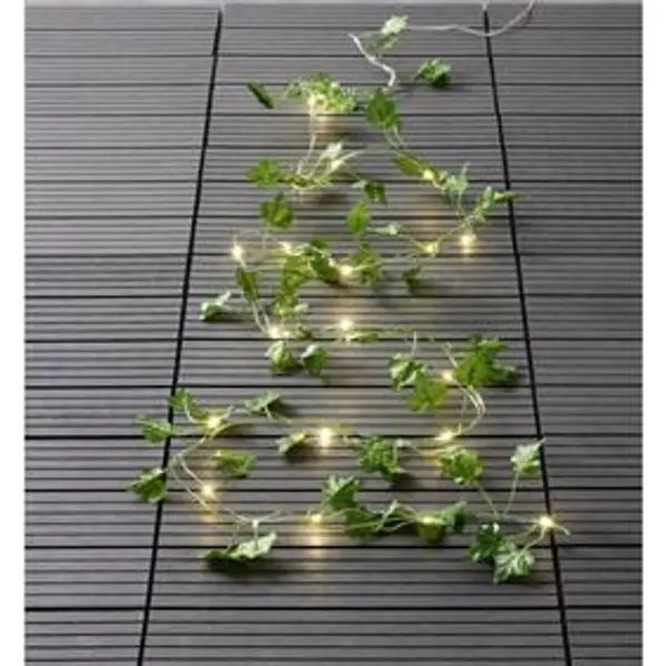 Guirlande lumineuse lierre artificiel vert 20 microled blanc chaud 2,9m