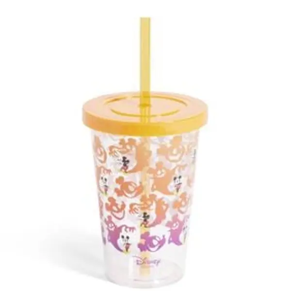 Gobelet à paille Mickey Disney Halloween fantôme orange et violet