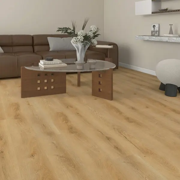 Sol en PVC 122X18,1 cm couleur clair avec sous couche intégrée 4+1 mm "BANAT"