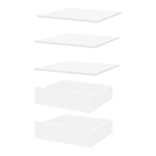 3 étagères + 2 tiroirs 60 cm - Pack 5 CICERO blanc