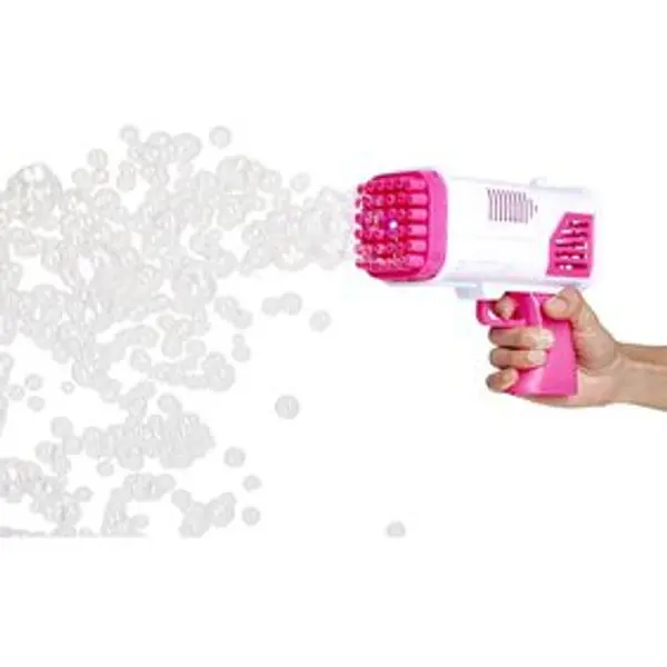 Pistolet à bulles bazooka 36 buses plastique rose