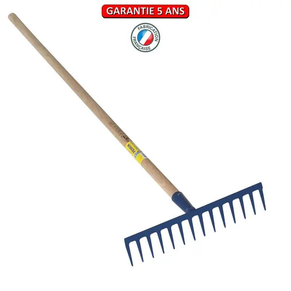 Râteau 16 dents droites soudées manche 1,5m, outil trempé haute résistance, jardin,potager - PERRIN