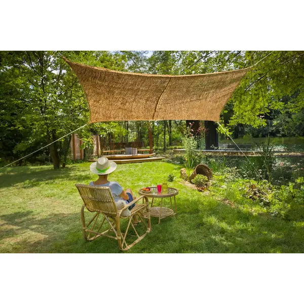 Voile d’ombrage rectangulaire - NATUREL COCO - 3 x 2 m - fibre de coco naturelle marron - Jardiline