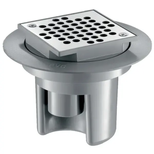 Siphon de sol PVC avec platine à grille inox