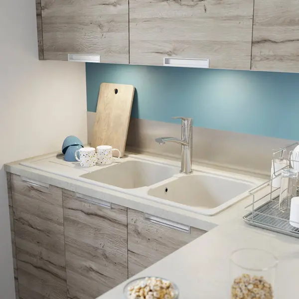 Évier quartz blanc "arber" - 2 cuves