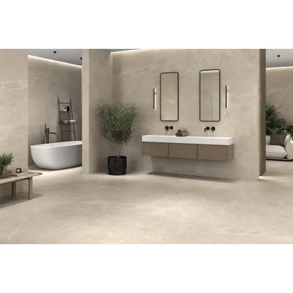 Carrelage sol intérieur grès cérame émaillé ivoire aspect marbre SUPREME 60 x 120 cm