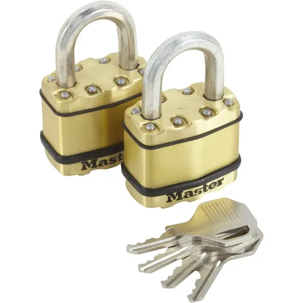 Lot de 2 cadenas à clé en acier laminé, MASTER LOCK, l.45 mm - MASTER LOCK